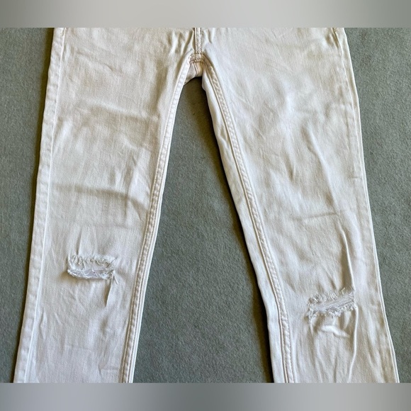 Free People Jeans Women’s 25 x 24.5 White Skinny Low Rise Distressed Cotton - Picture 3 of 9